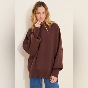 Free People Brown Easy Street Tunic Sweater
